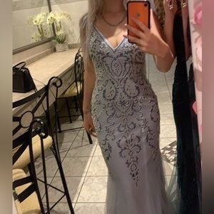 Blue beaded prom dress